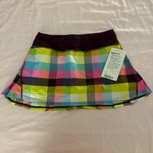 Lululemon Run: Pace Setter Skirt Sea Check Multi / Plum NWT Size 4